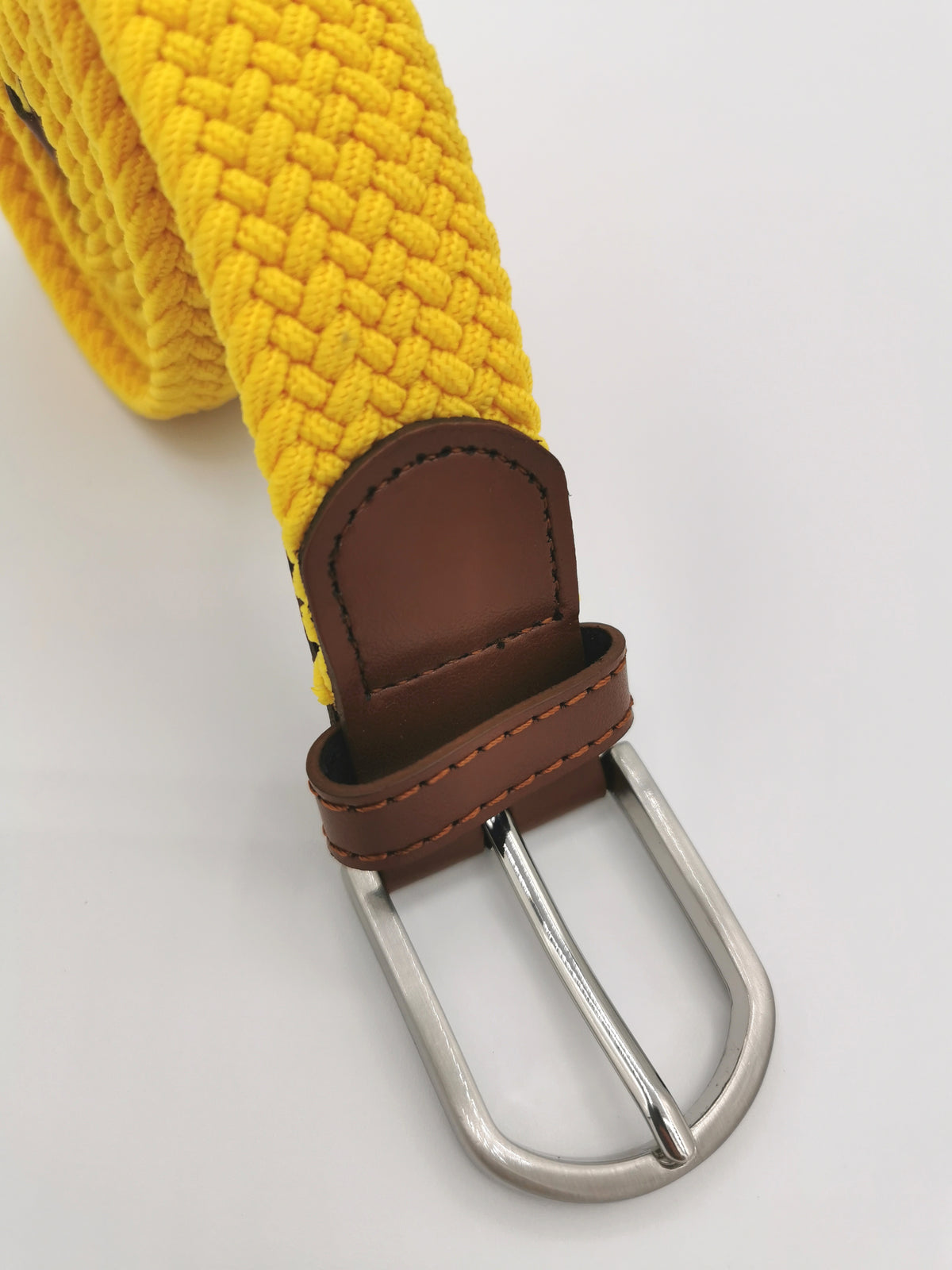 Ceinture tressée unie cuir cognac