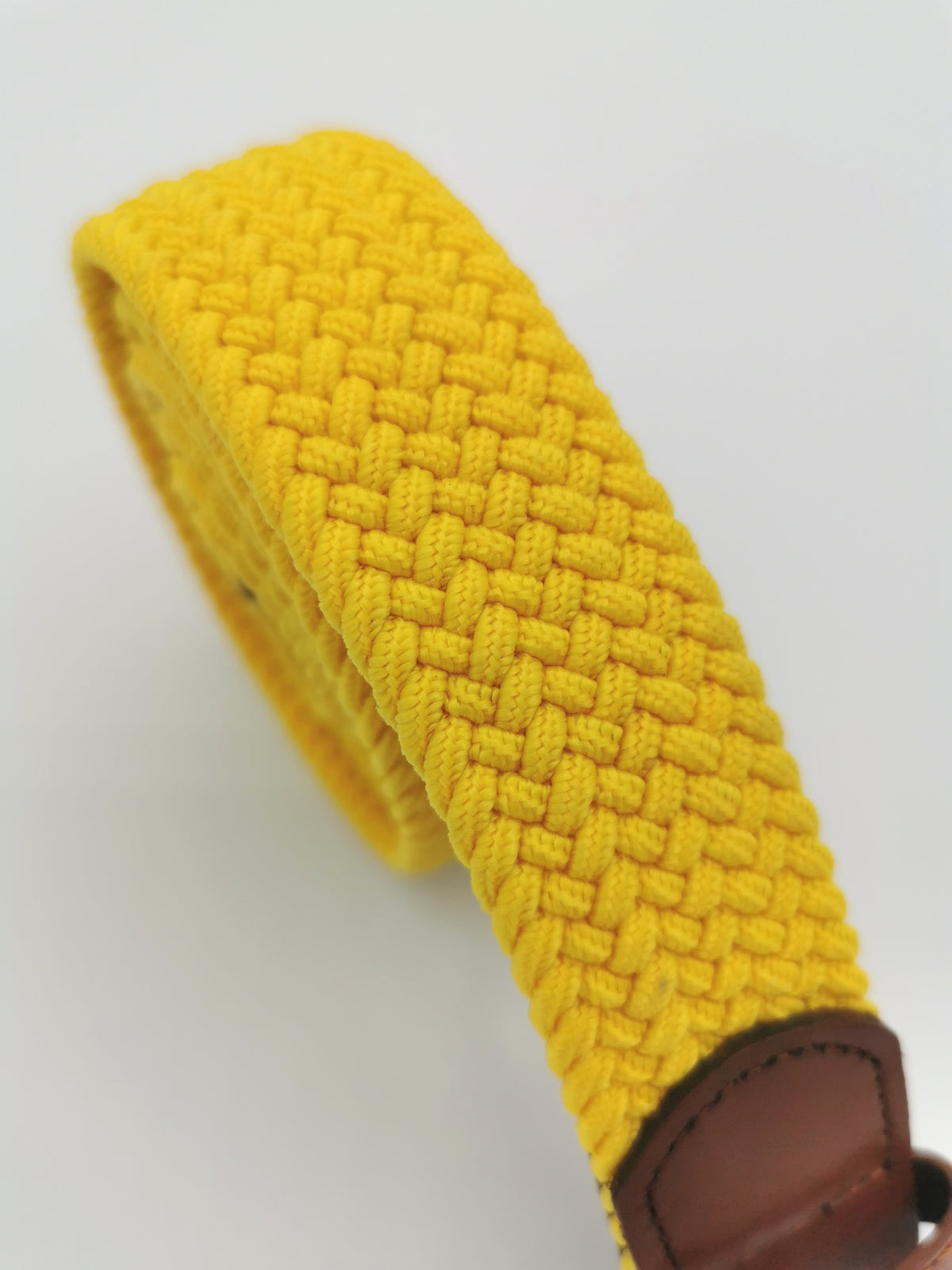 Ceinture tressée unie cuir cognac