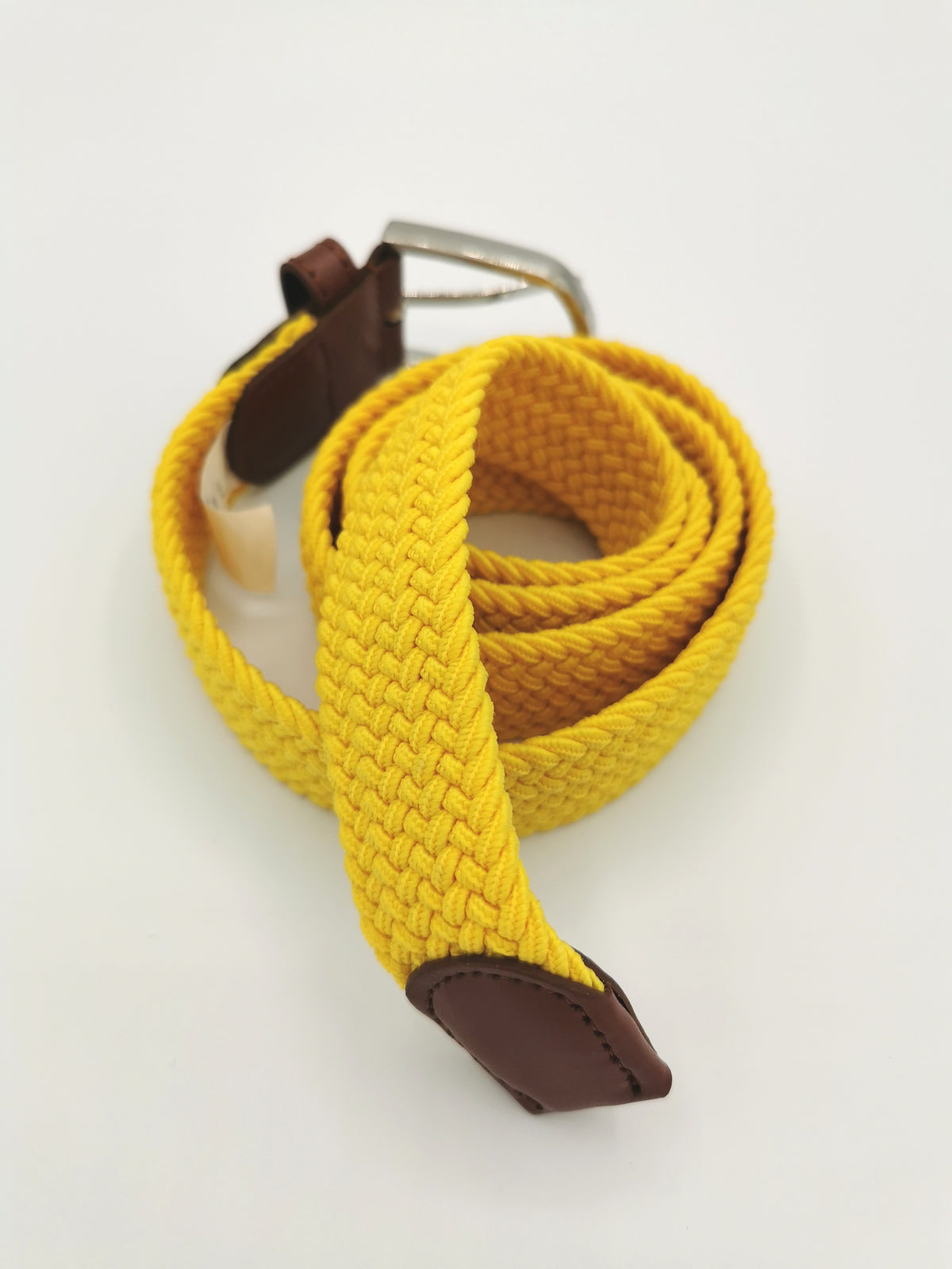 Ceinture tressée unie cuir cognac