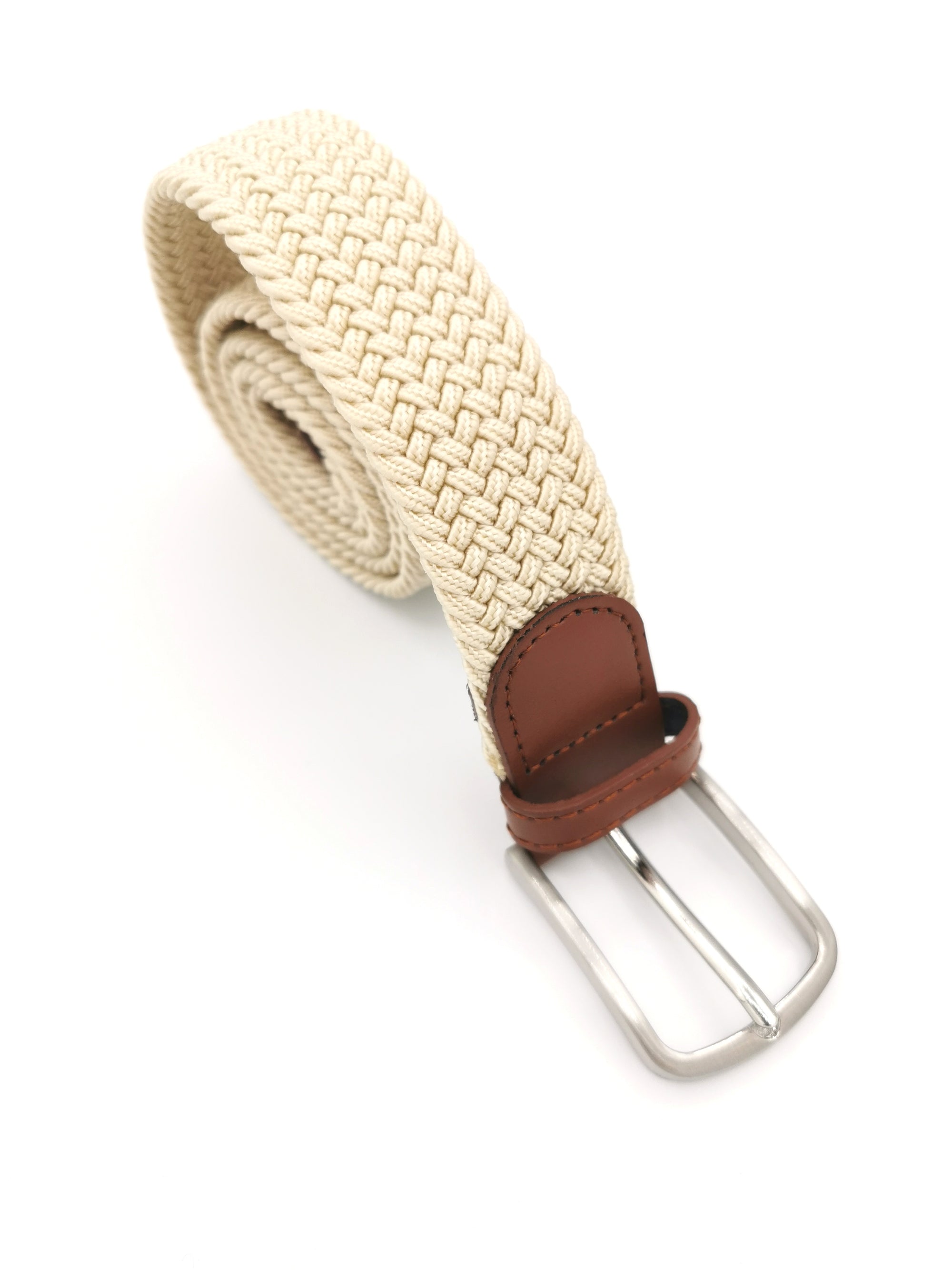 Ceinture tressée unie cuir cognac