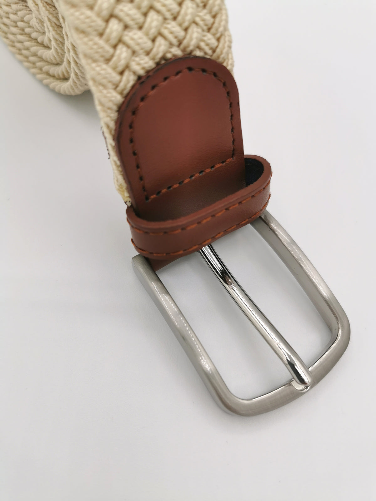 Ceinture tressée unie cuir cognac