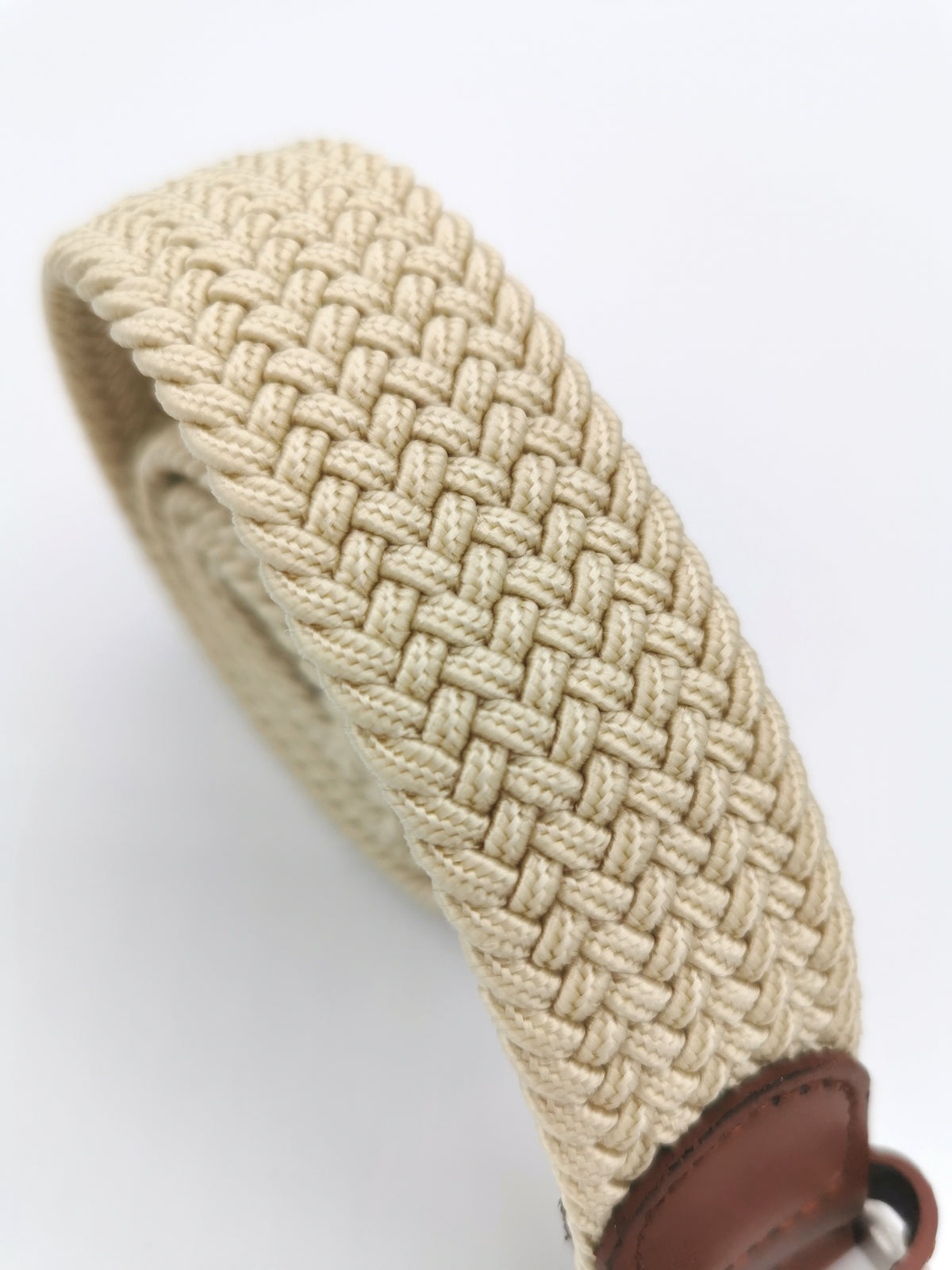 Ceinture tressée unie cuir cognac