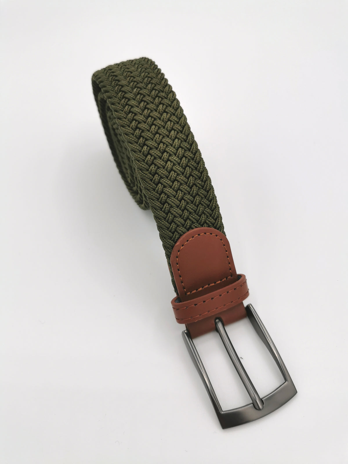 Ceinture tressée unie cuir cognac