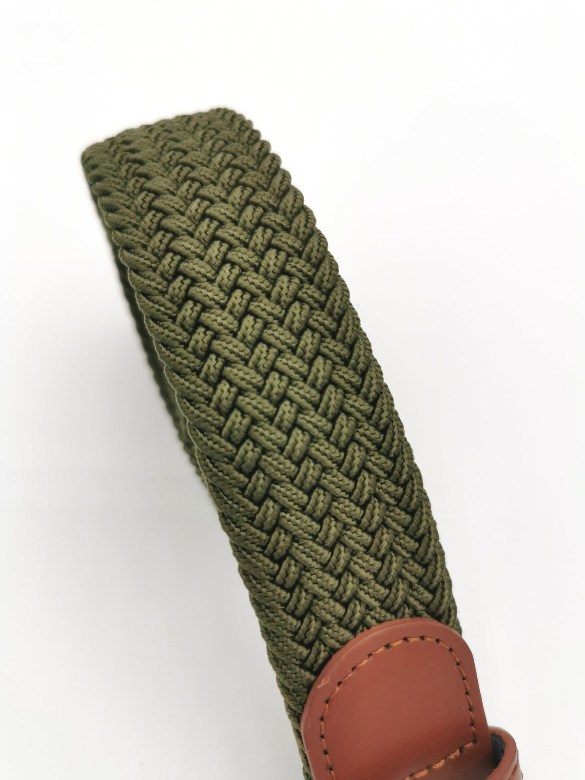 Ceinture tressée unie cuir cognac