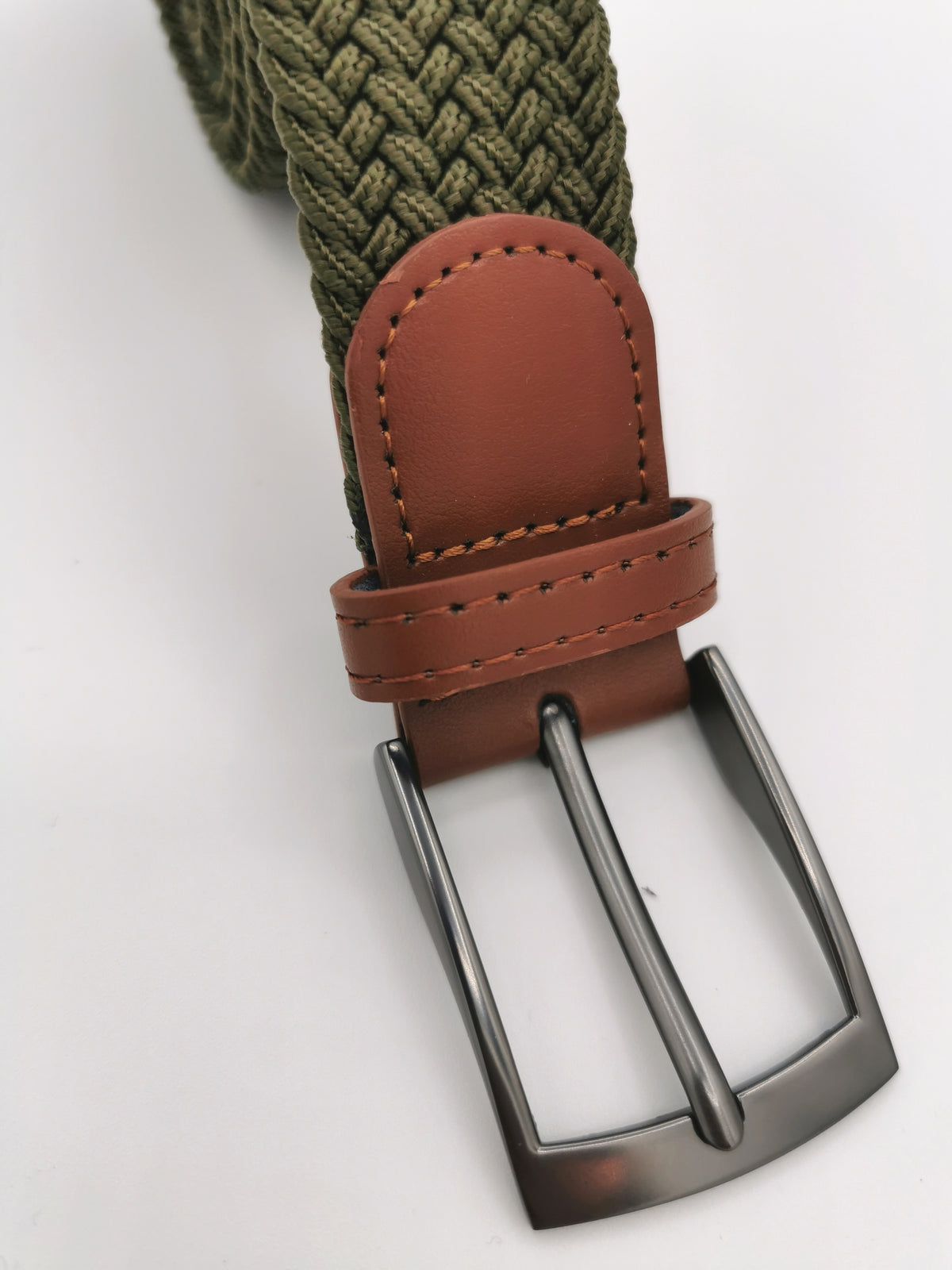 Ceinture tressée unie cuir cognac