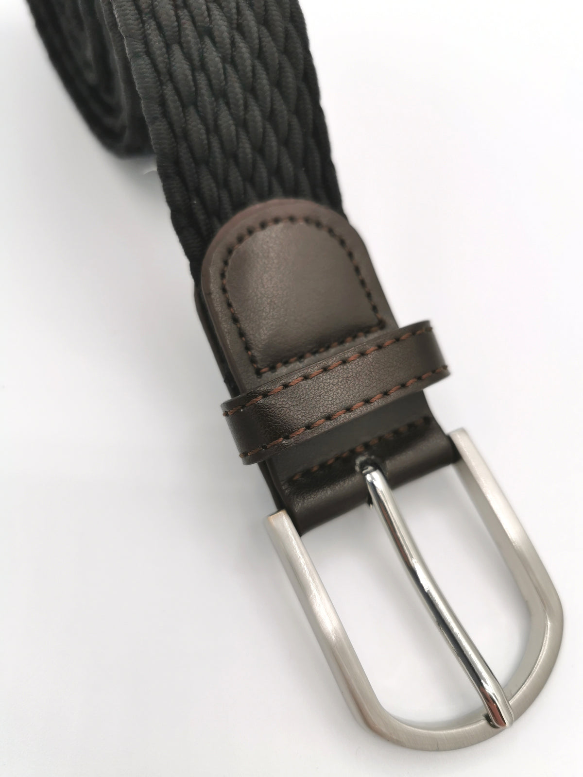 BLACK AND BROWN BRAIDED BELT