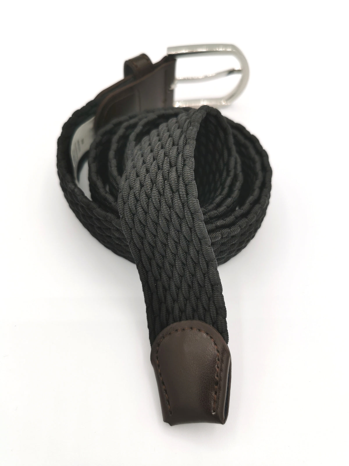 BLACK AND BROWN BRAIDED BELT