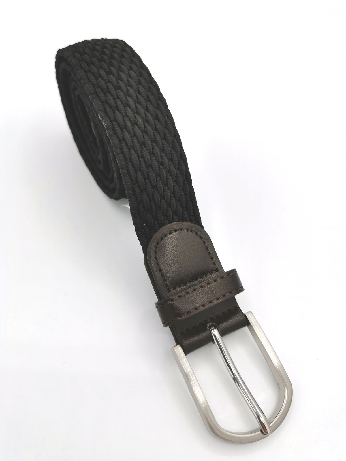 BLACK AND BROWN BRAIDED BELT