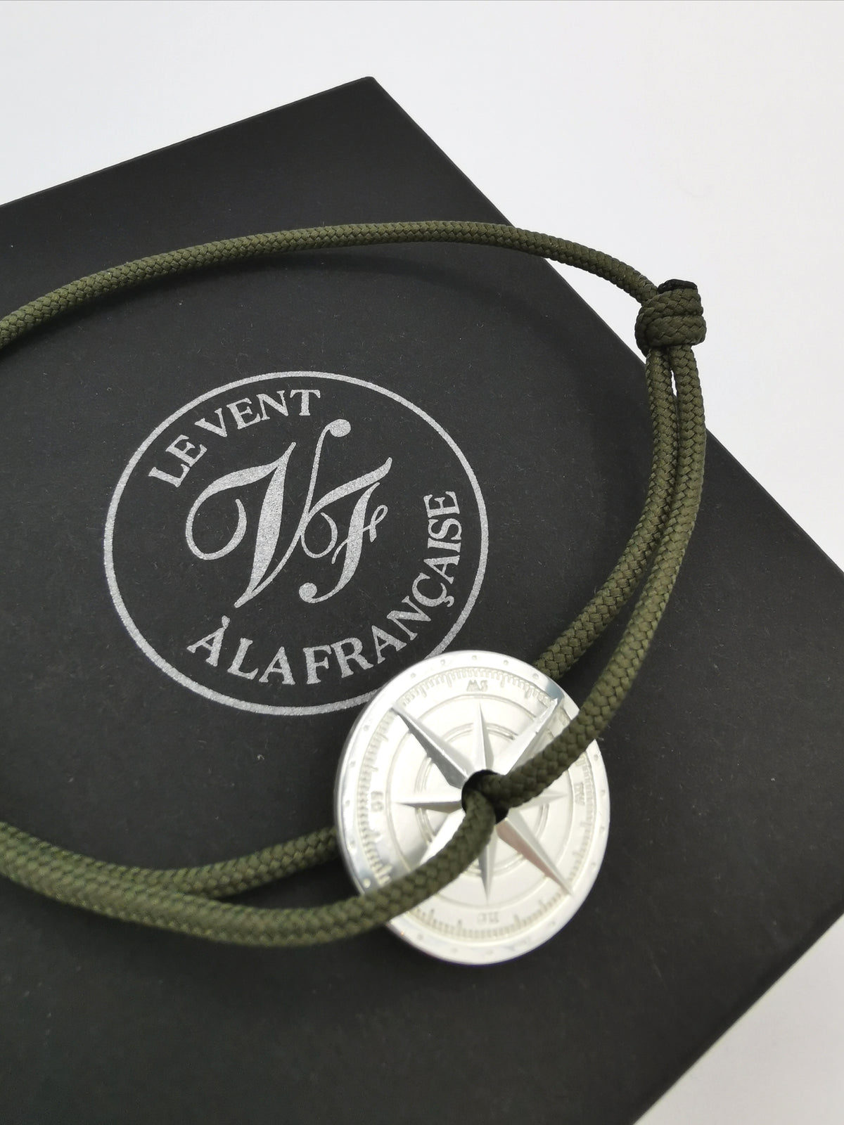 BRACELET LE VENT À LA FRANÇAISE &quot;ARGENT 925°&quot; OLIVE GREEN