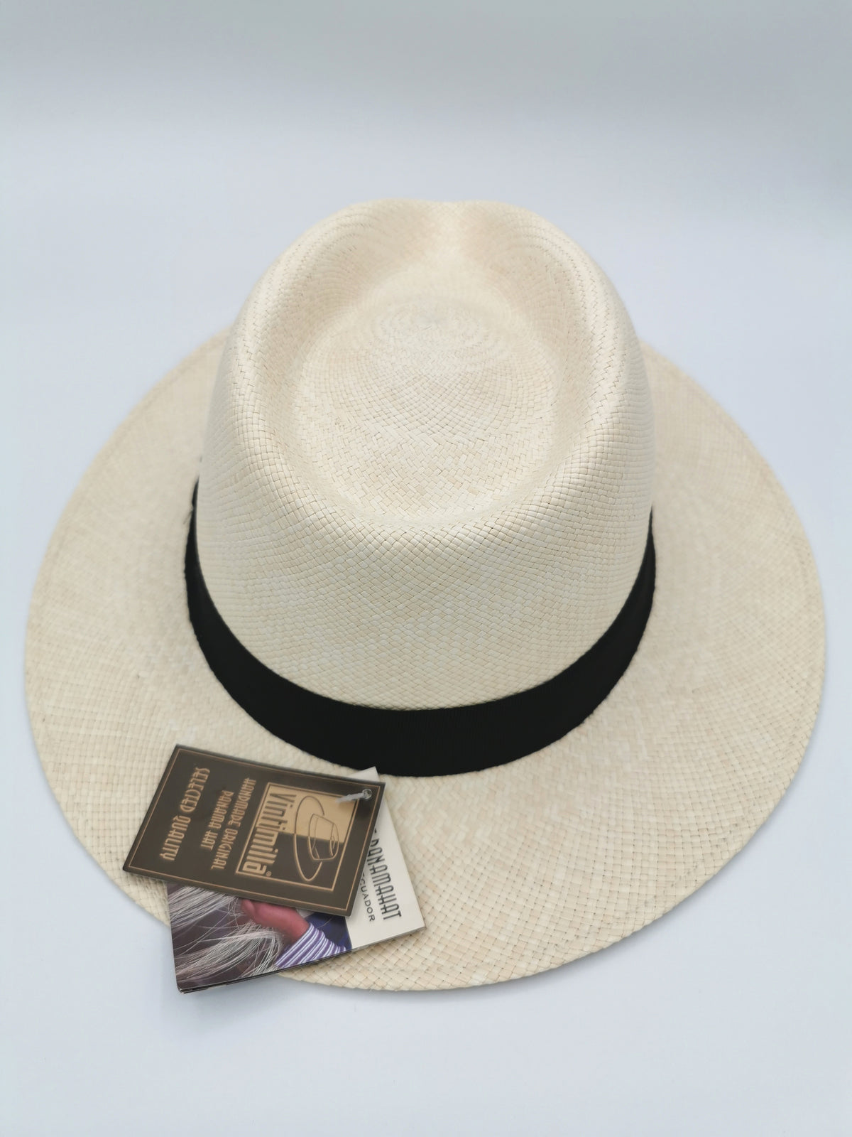 PANAMA HAT IN NATURAL COLOUR , BLACK HEADBAND