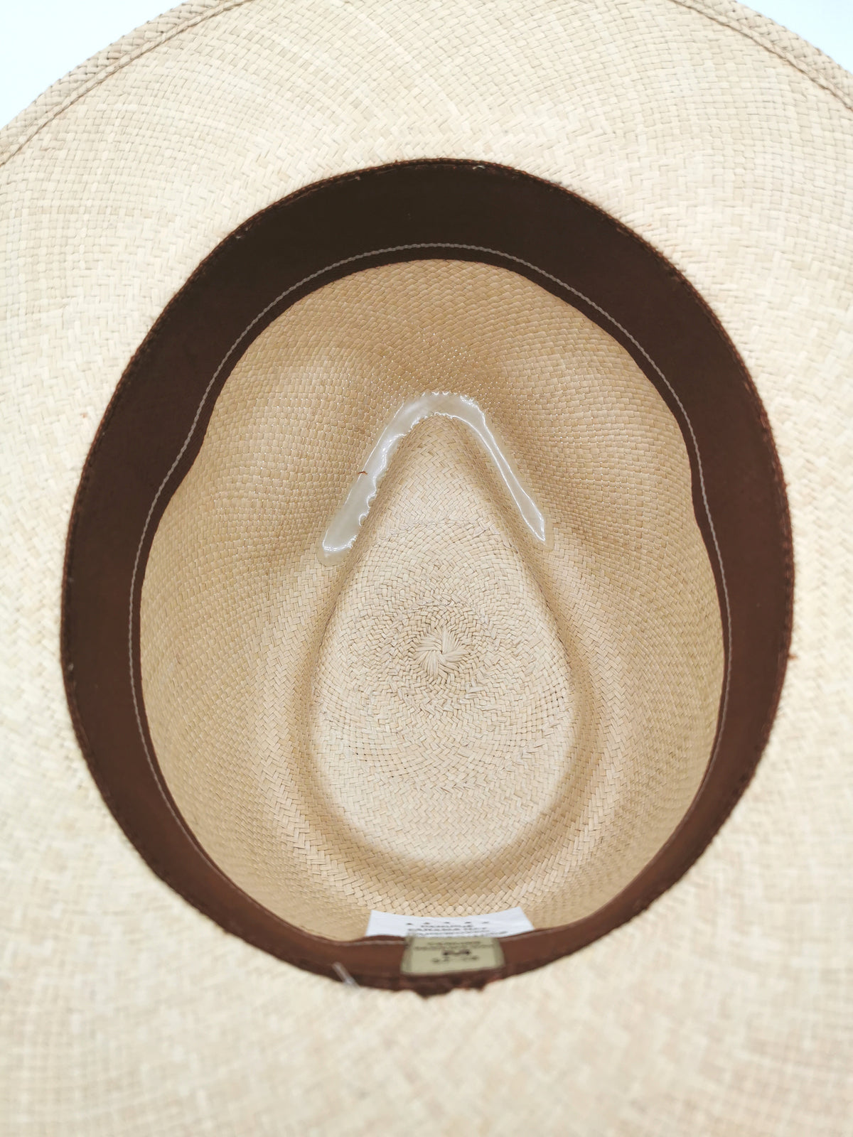 Chapeau Panama coloris sable et bandeau tricolore bleu-blanc–marron