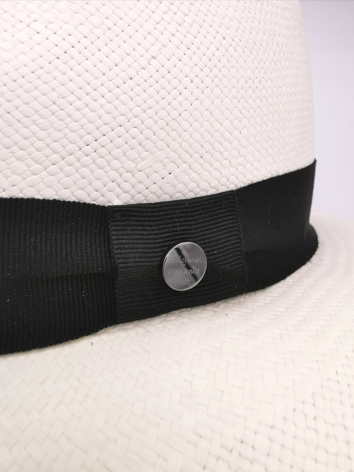 WHITE PANAMA HAT, BLACK HEADBAND