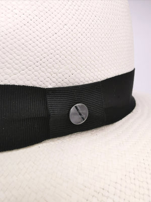 chapeau style panama en paille avec bandeau noir