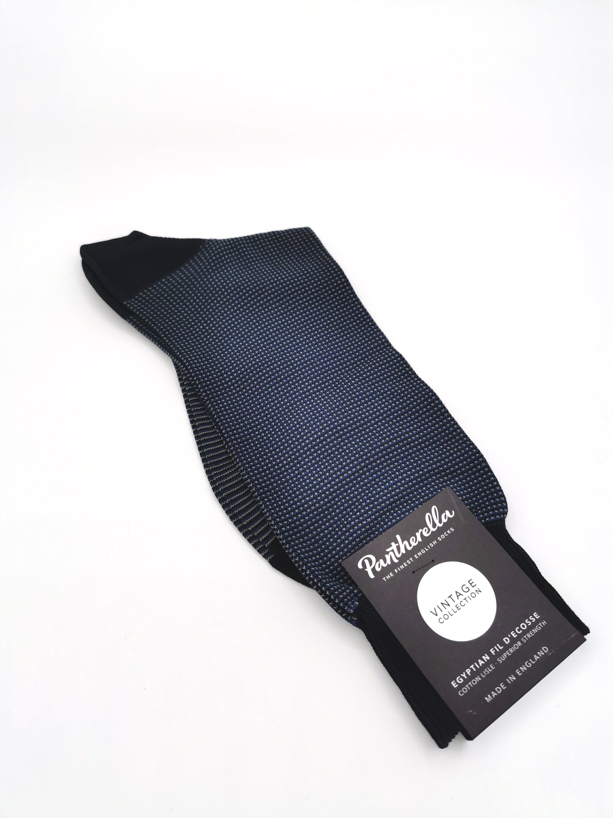 Pantherella lisle socks with small grid pattern