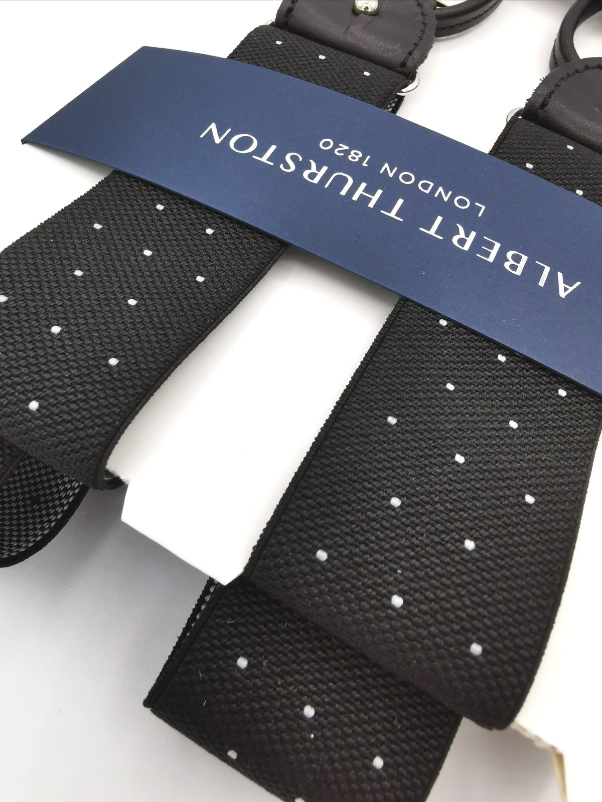 ALBERT THURSTON BLACK SUSPENDERS WITH WHITE DOTS