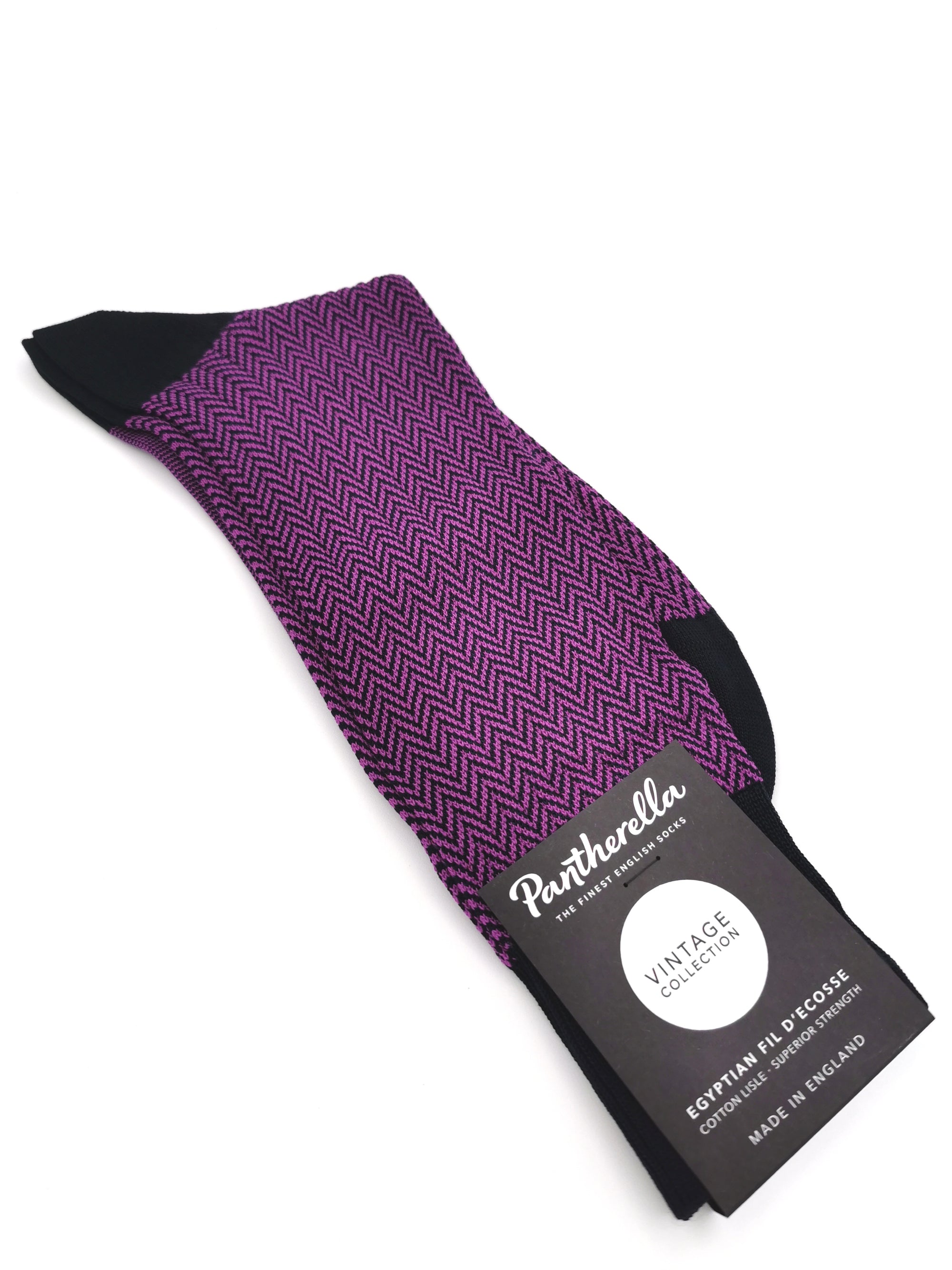 Pantherella purple herringbone pattern socks