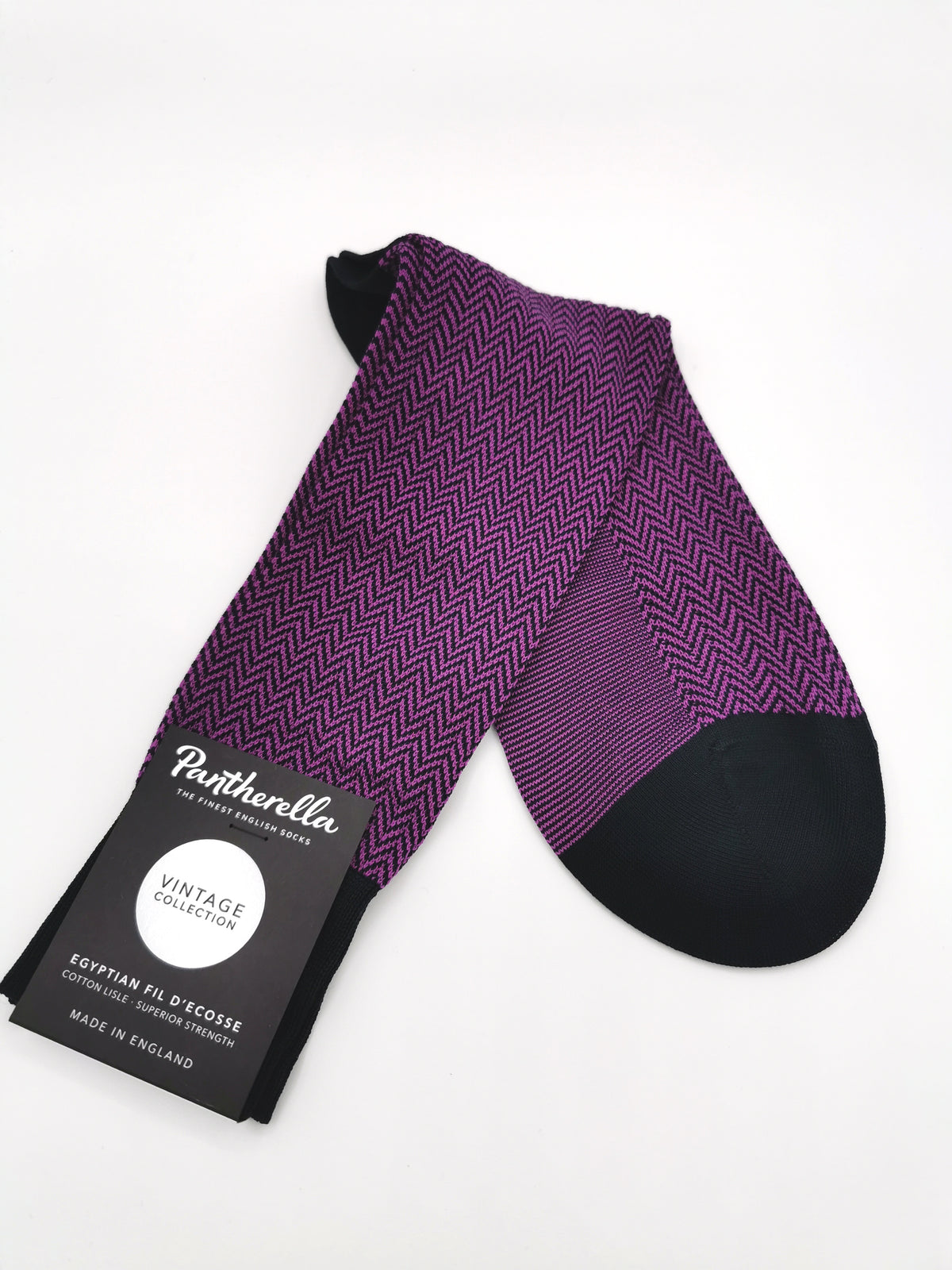 Pantherella purple herringbone pattern socks