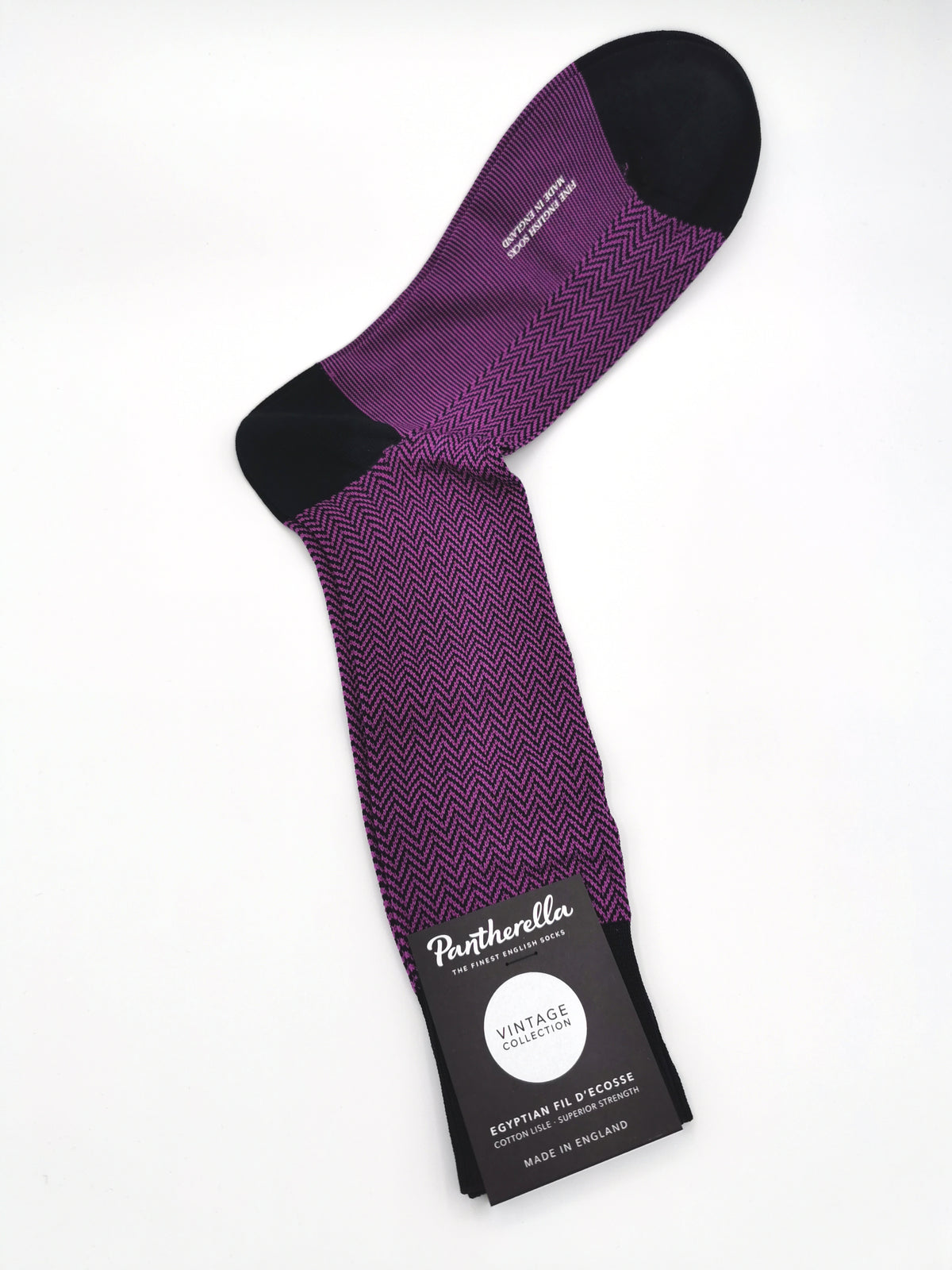 Pantherella purple herringbone pattern socks
