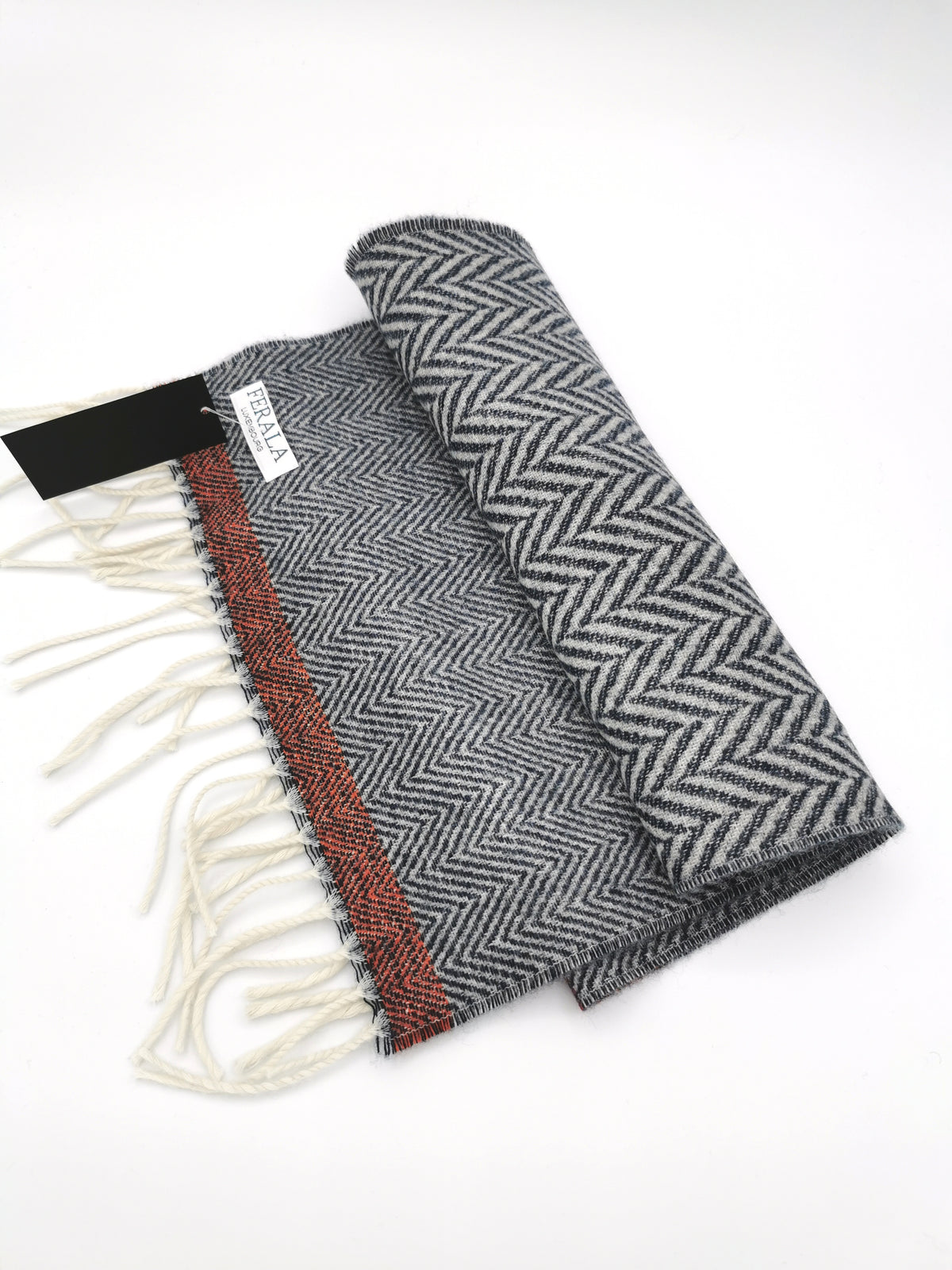 Herringbone wool/cashmere scarf