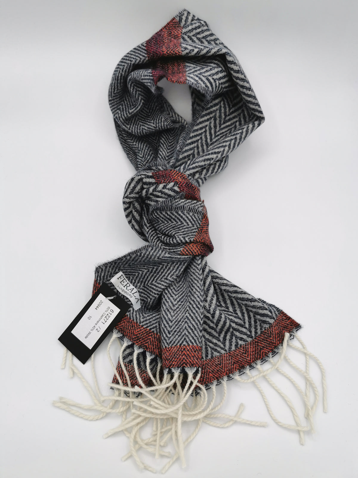 Herringbone wool/cashmere scarf