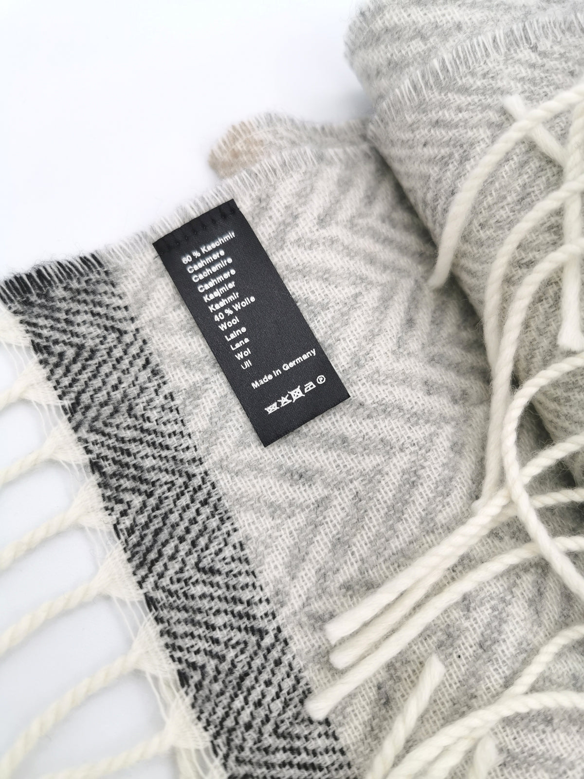 Herringbone wool/cashmere scarf