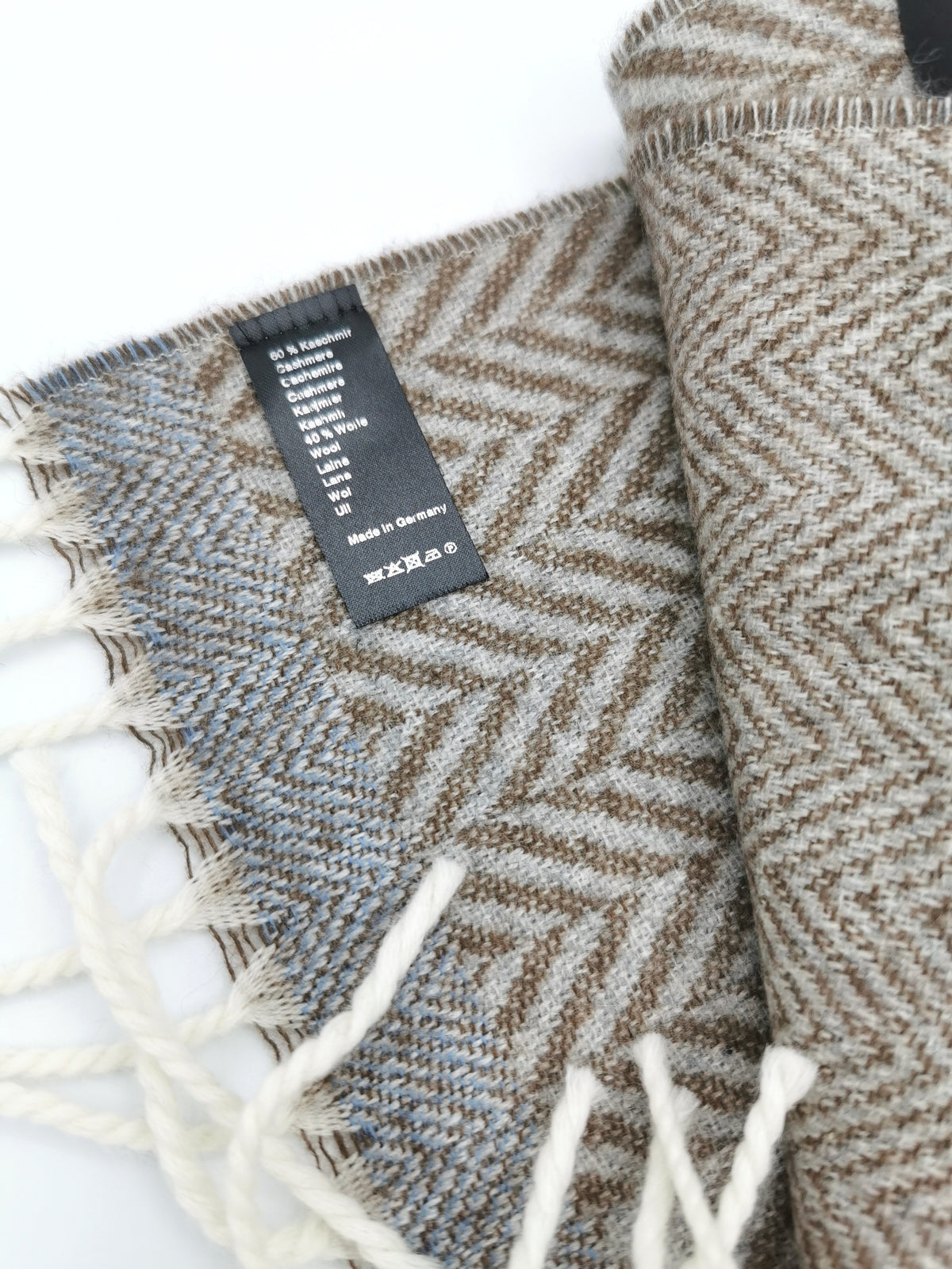 Herringbone wool/cashmere scarf