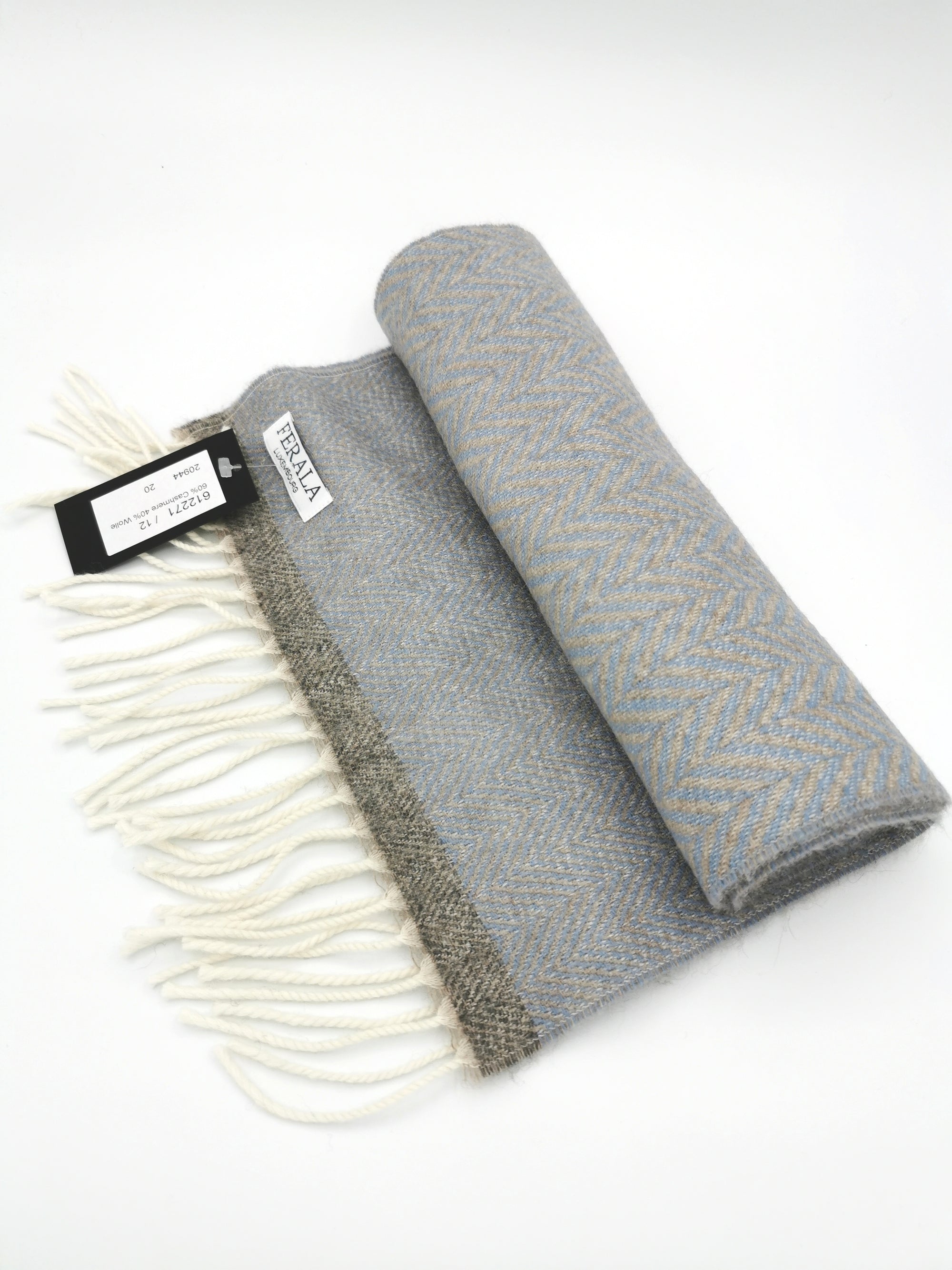 Herringbone wool/cashmere scarf