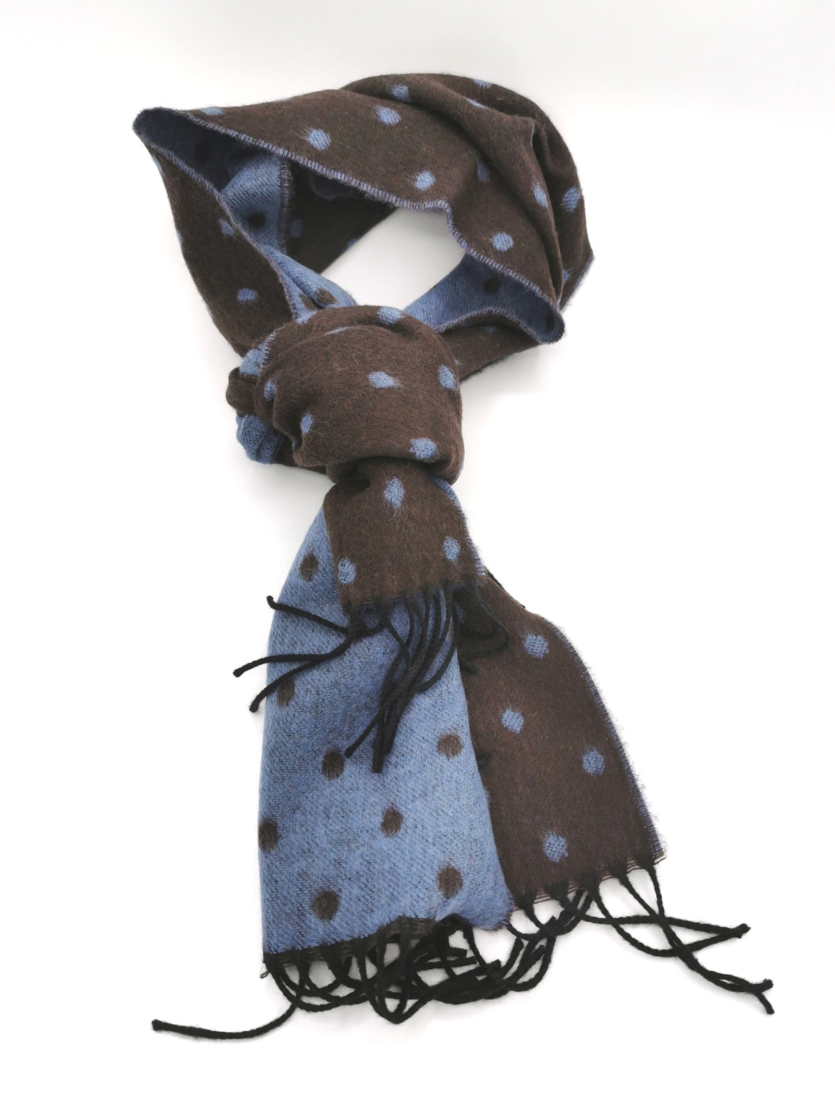 Wool/cashmere scarf with polka dots