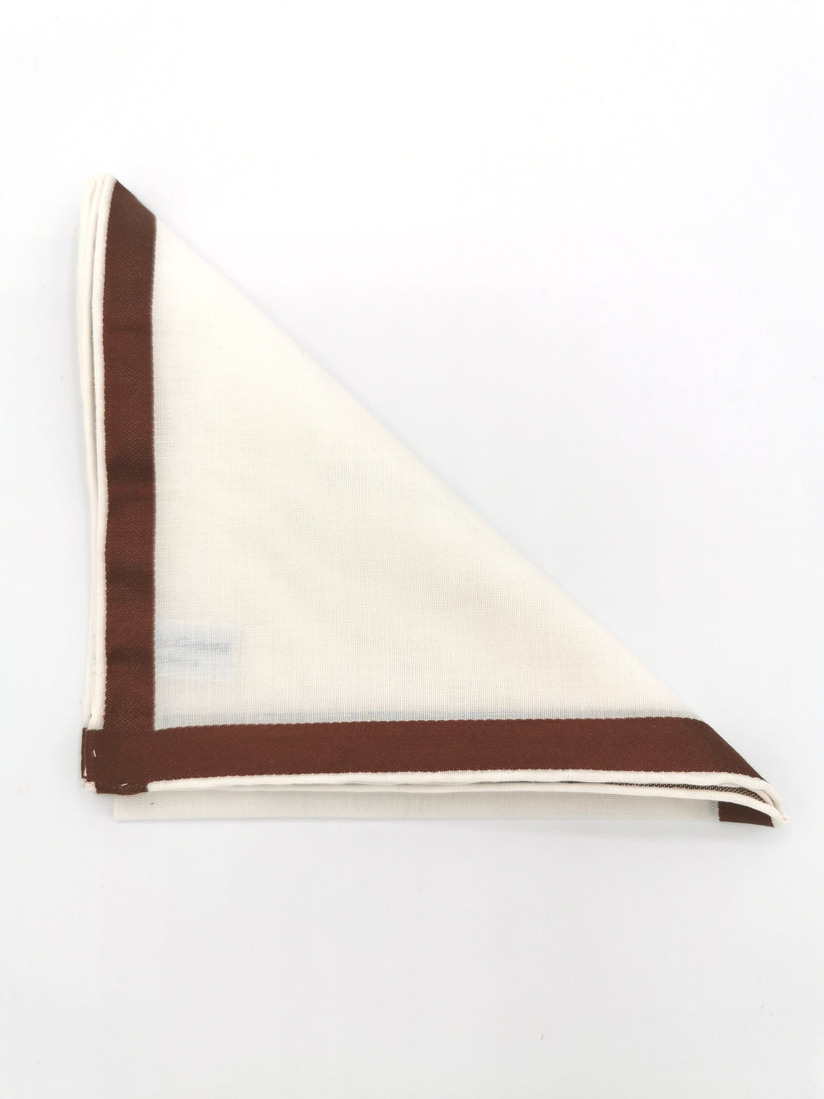 Simonnot-Godard white pocket square with brown satin border