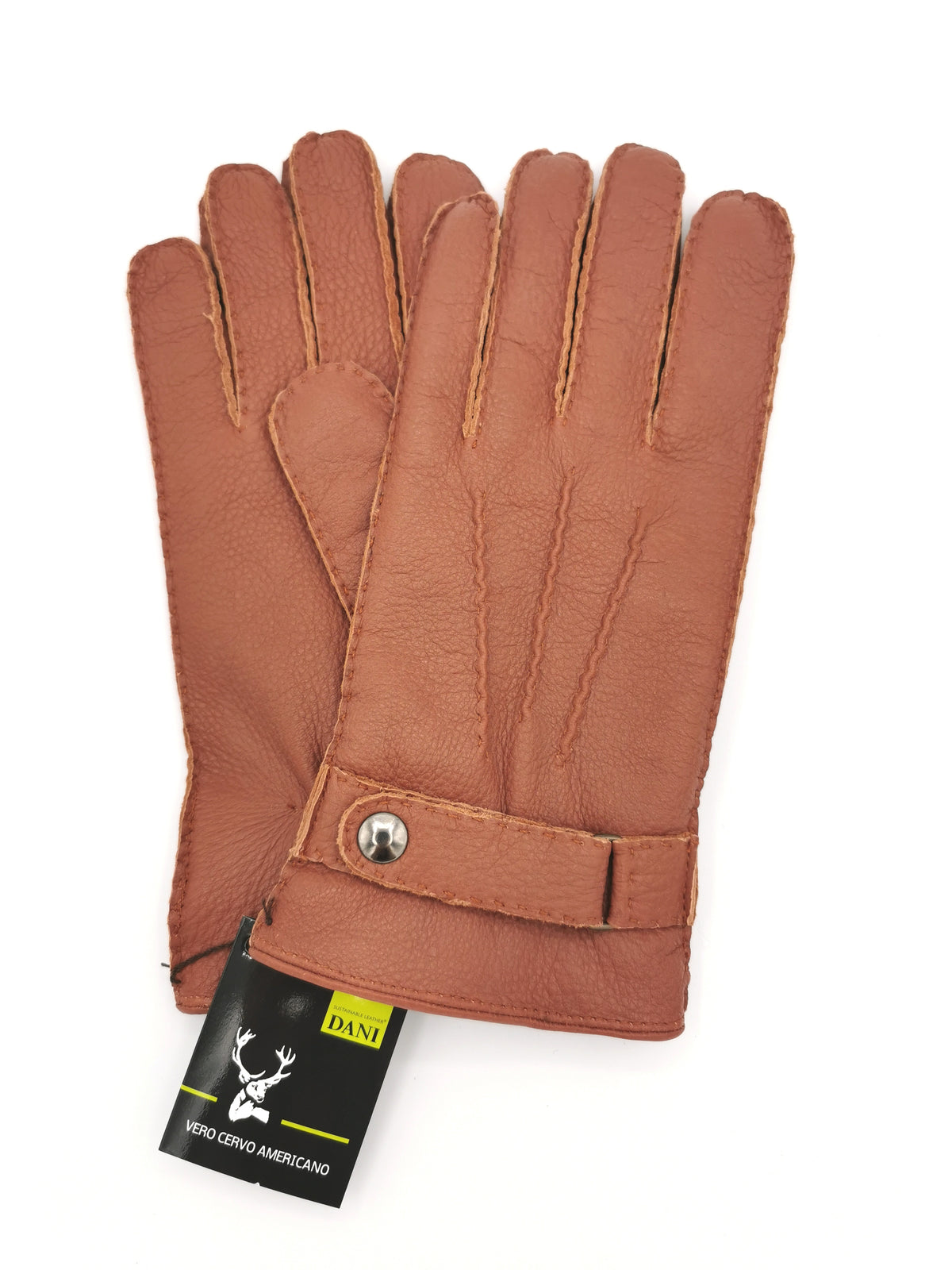 Deerskin gloves with press stud