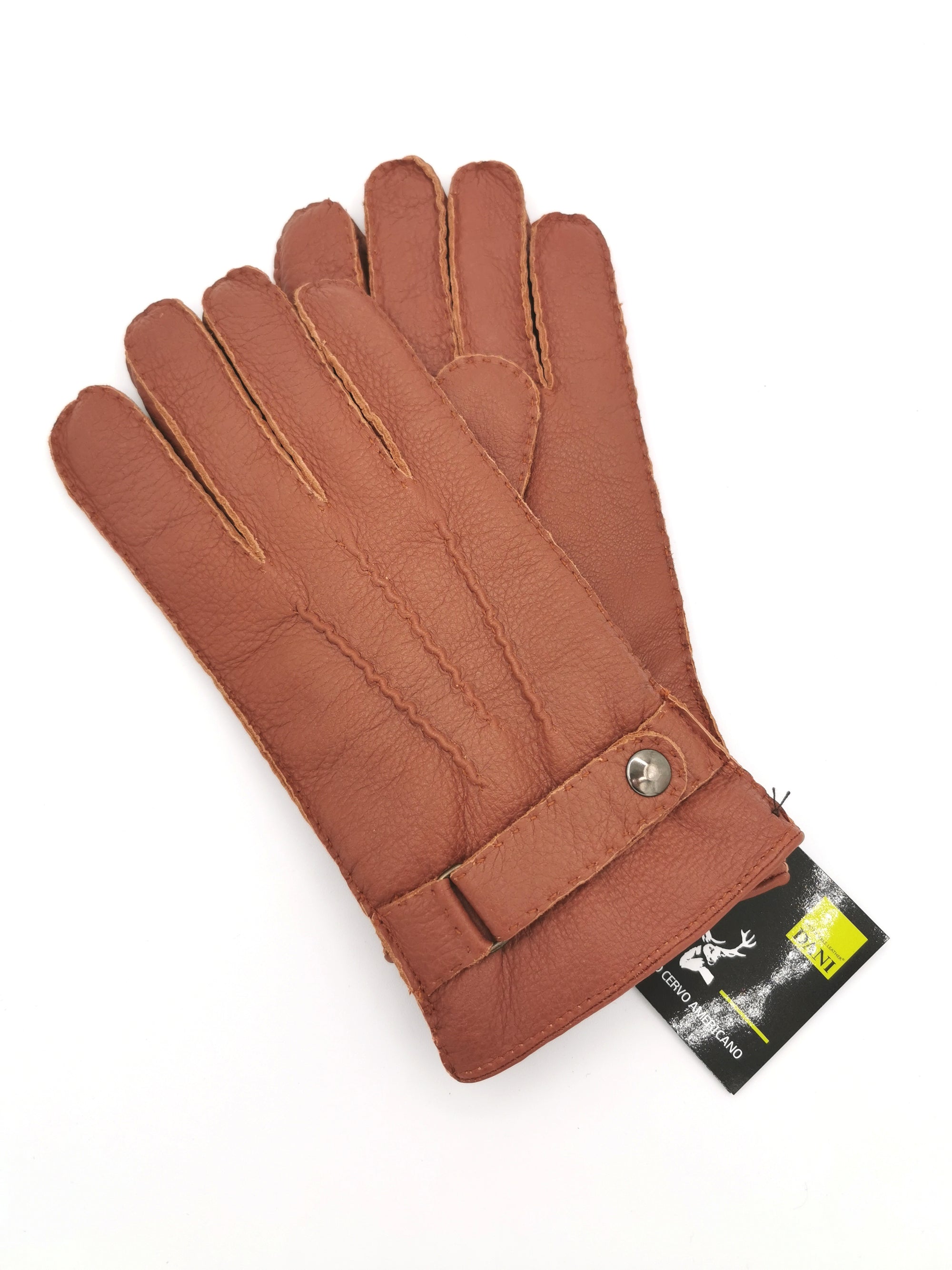 Deerskin gloves with press stud