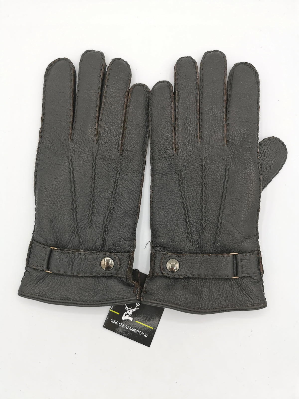 Deerskin gloves with press stud