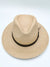 Chapeau Panama coloris sable et bandeau en cuir