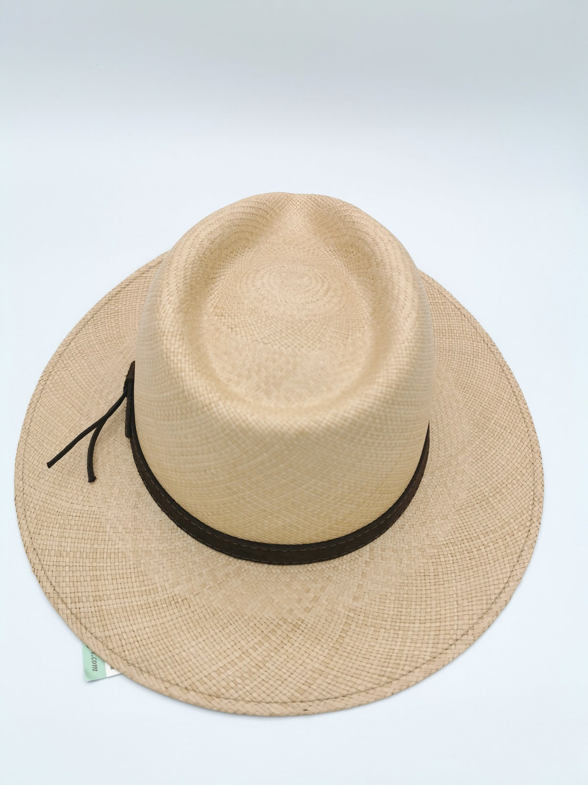 PANAMA HAT SAND COLOUR, LEATHER HEADBAND