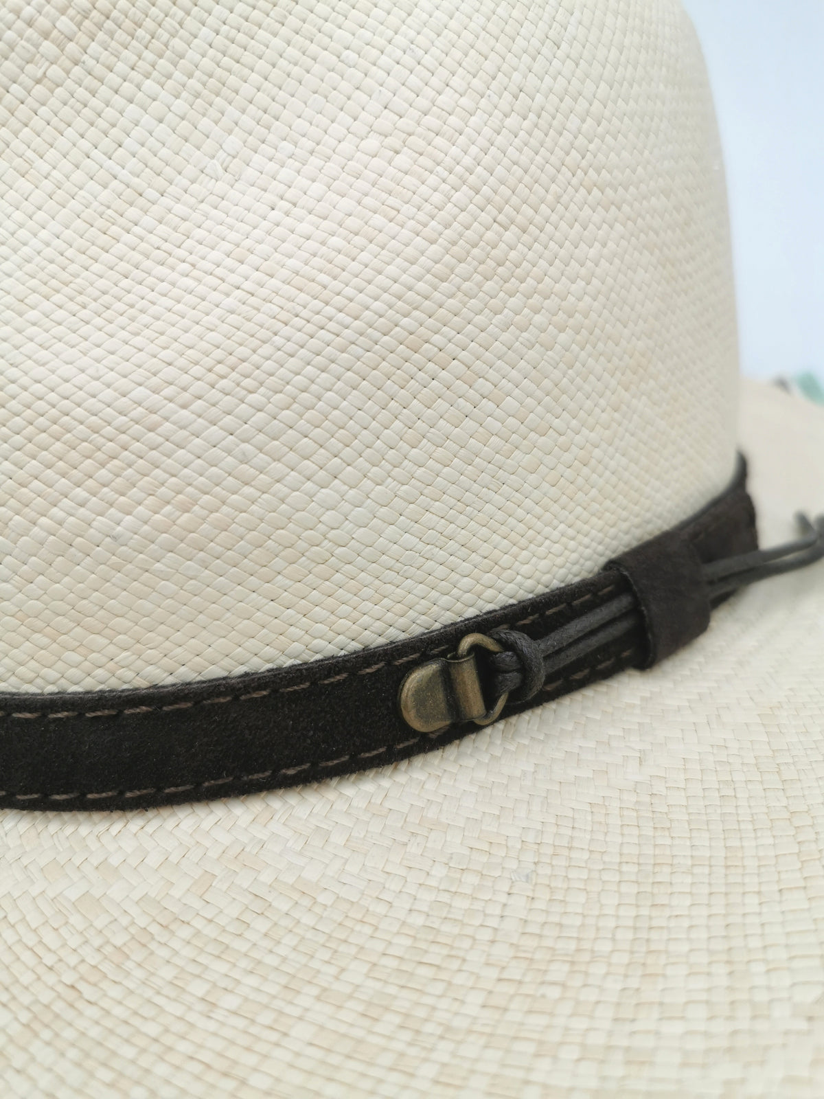 Panama hat with leather headband