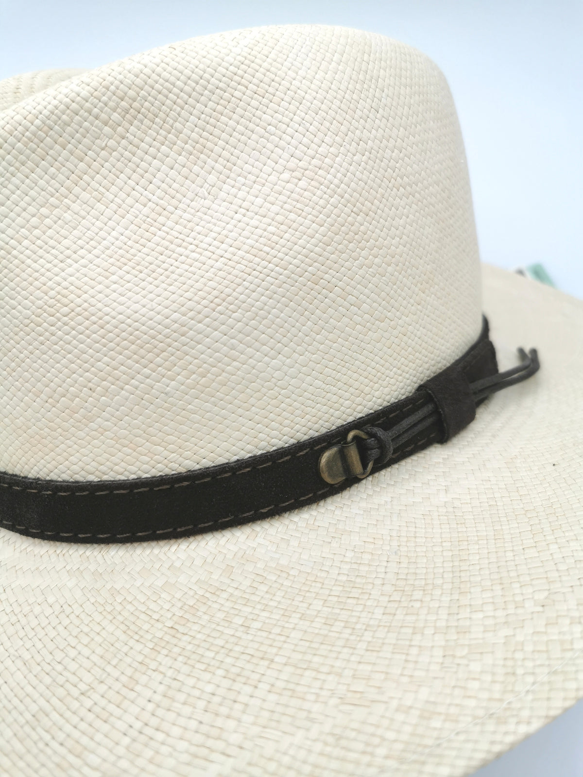 Panama hat with leather headband