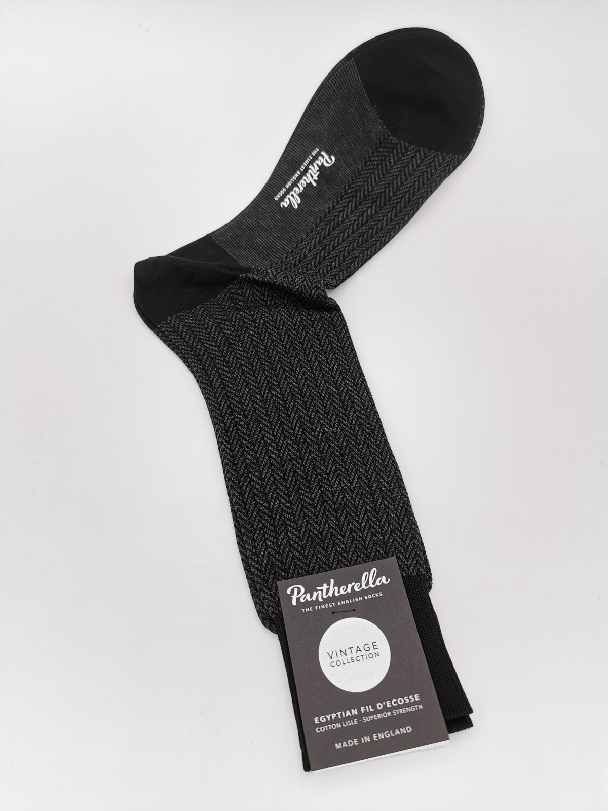 Pantherella black herringbone pattern socks