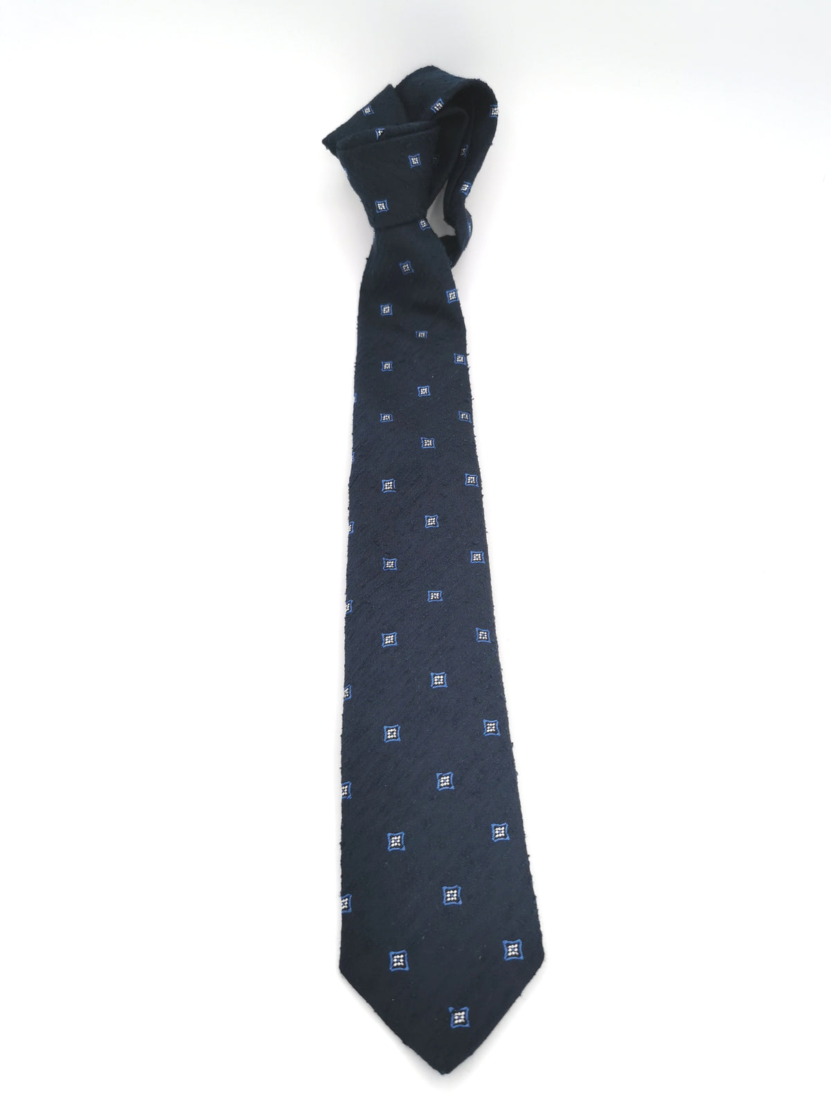 Shantung silk tie with small rectangles pattern