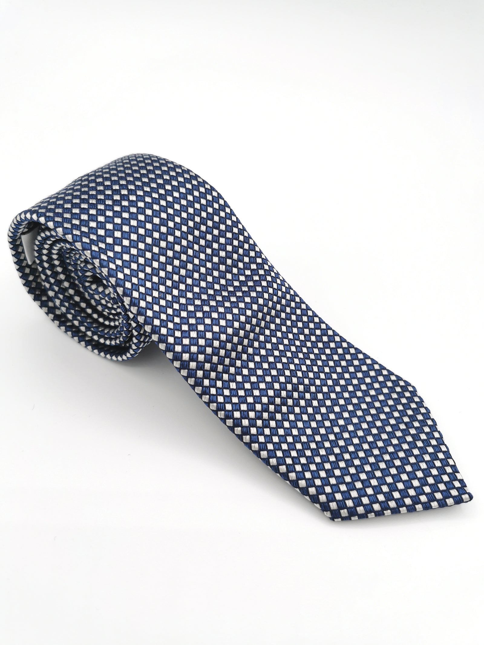 Ferala tie in blue and white checked silk